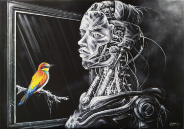 Картина под названием "A bird" - Tayyar Özkan, Подлинное произведение искусства, Акрил