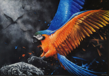 Peinture intitulée "A parrot" par Tayyar Özkan, Œuvre d'art originale, Acrylique