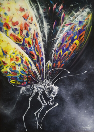 Pittura intitolato "Butterfly" da Tayyar Özkan, Opera d'arte originale, Acrilico