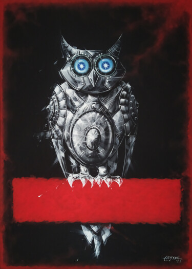 Картина под названием "Owl" - Tayyar Özkan, Подлинное произведение искусства, Акрил