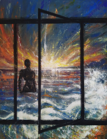 Peinture intitulée "Window" par Tayyar Özkan, Œuvre d'art originale, Acrylique