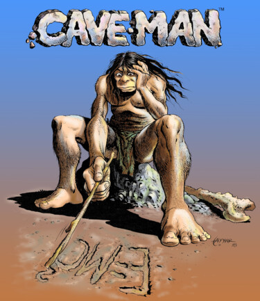 Digitale Kunst getiteld "Caveman E=MC2" door Tayyar Özkan, Origineel Kunstwerk, 2D Digital Work