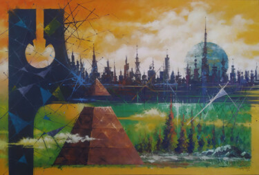 Pittura intitolato "Pyramid" da Tayyar Özkan, Opera d'arte originale, Acrilico