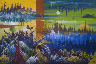Peinture intitulée "Cities" par Tayyar Özkan, Œuvre d'art originale, Acrylique