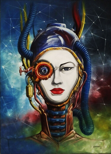 Malerei mit dem Titel "Cyborg" von Tayyar Özkan, Original-Kunstwerk, Acryl