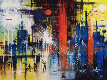 Urban Life Painting titled "Urban Life" by Tayyar Özkan, Original Art, Acrylic