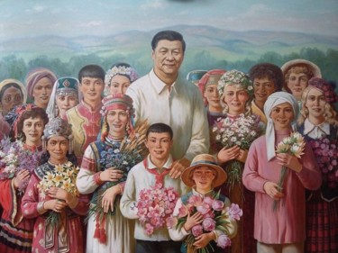 Картина под названием "Xi Jinping and the…" - Viktor Bychkov, Подлинное произведение искусства, Масло