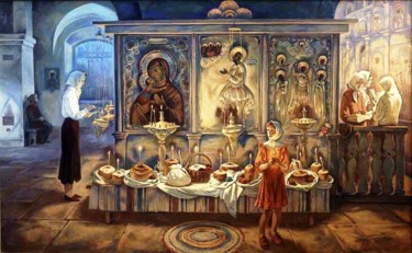 Картина под названием "Easter in the Great…" - Viktor Bychkov, Подлинное произведение искусства, Масло