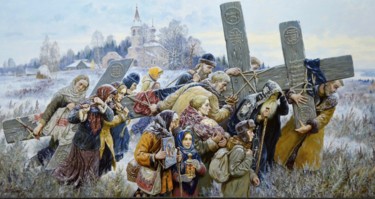 Картина под названием "The Carrying Of The…" - Viktor Bychkov, Подлинное произведение искусства, Масло