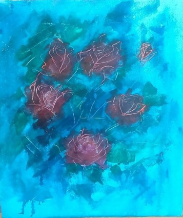 Картина под названием "Розы" - Святослав Голованов, Подлинное произведение искусства, Масло