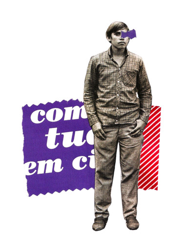 Collagen mit dem Titel "Na estica / Stylish" von Tchago Martins, Original-Kunstwerk, Collagen Auf Karton montiert