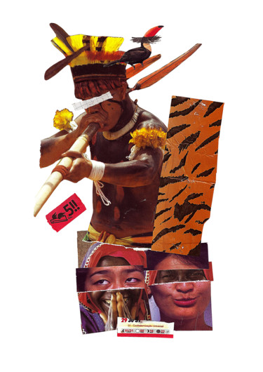 Collagen mit dem Titel "Sorria somos da mes…" von Tchago Martins, Original-Kunstwerk, Collagen Auf Karton montiert