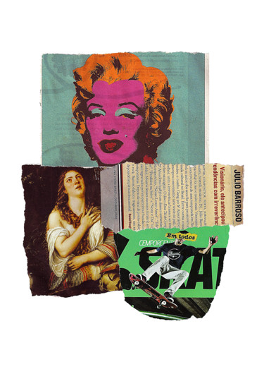 Collages intitolato "Júizo, Monroe / Mak…" da Tchago Martins, Opera d'arte originale, Collages Montato su Cartone