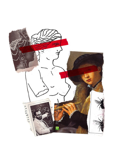 Collages intitolato "Vou explicar e toca…" da Tchago Martins, Opera d'arte originale, Collages Montato su Cartone