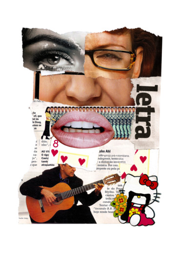 "Toco violão com tod…" başlıklı Kolaj Tchago Martins tarafından, Orijinal sanat, Kolaj Karton üzerine monte edilmiş