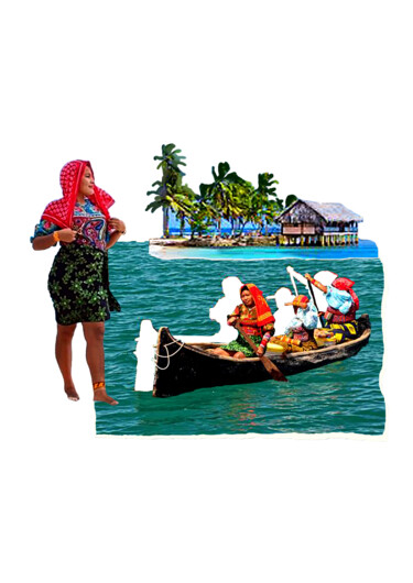 Collages titulada "San Blas" por Tchago Martins, Obra de arte original, Collages