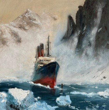 Malarstwo zatytułowany „Frozen Odyssey” autorstwa Tchart, Oryginalna praca, Olej Zamontowany na Drewniana rama noszy