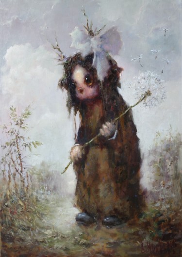 Картина под названием "Дама с одуванчиком" - Tchirkoff, Подлинное произведение искусства