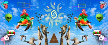 Collages intitolato "-Tortue-Géniale-" da Tchook.Os, Opera d'arte originale, Fotomontaggio