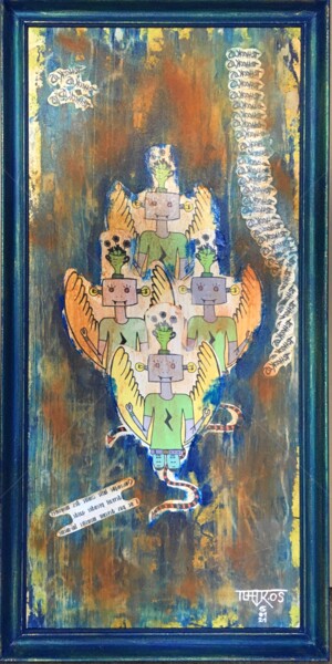 Pittura intitolato "-Paradoxos-" da Tchook.Os, Opera d'arte originale, Acrilico Montato su Pannello di legno