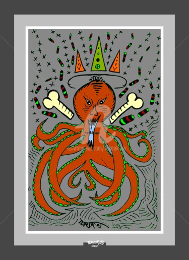 Disegno intitolato "-Kraken-" da Tchook.Os, Opera d'arte originale, Matita