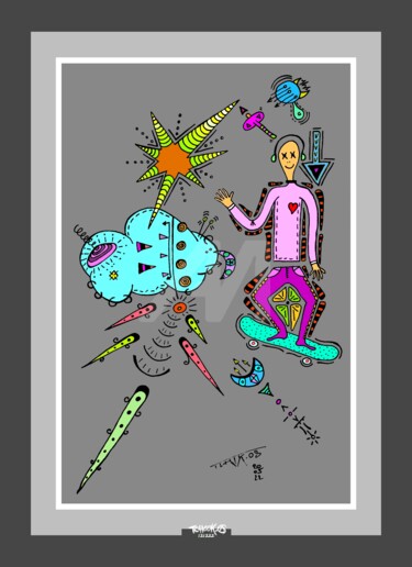 -Salut- Dessin intitulée "-Salut-" par Tchook.Os, Œuvre d'art originale, Crayon