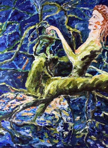 Painting titled "ondine de la forêt…" by Antoine Juliens, Original Artwork, Acrylic