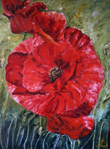 Painting titled "le coquelicot" by Antoine Juliens, Original Artwork, Acrylic