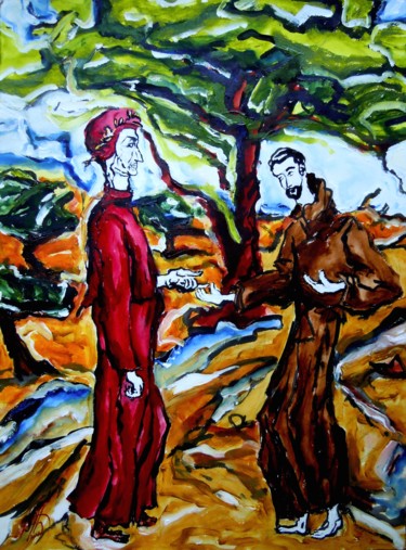 Malerei mit dem Titel "Dante & François" von Antoine Juliens, Original-Kunstwerk, Acryl