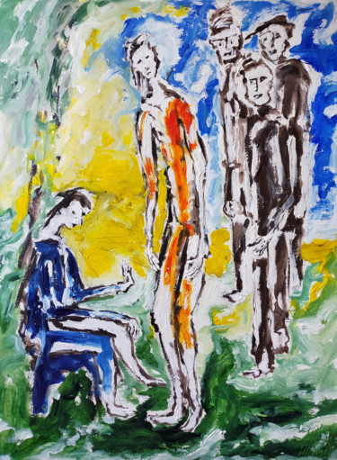 Peinture intitulée "l'homme et son juge" par Antoine Juliens, Œuvre d'art originale, Acrylique