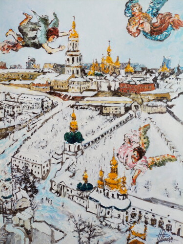 Ζωγραφική με τίτλο "Kyiv" από Antoine Juliens, Αυθεντικά έργα τέχνης, Ακρυλικό Τοποθετήθηκε στο Χαρτόνι