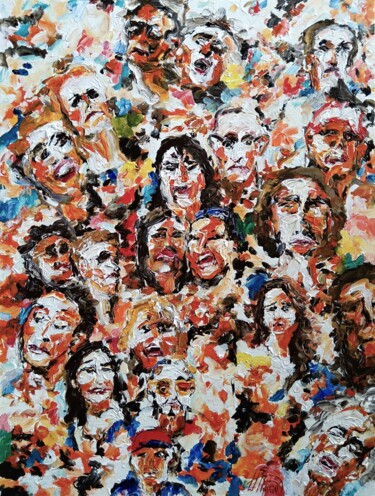 Peinture intitulée "La foule" par Antoine Juliens, Œuvre d'art originale, Acrylique Monté sur Carton