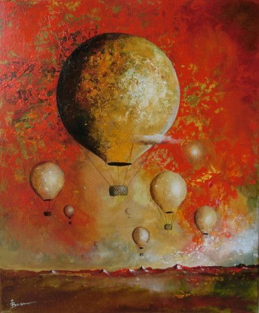 Peinture intitulée "nel-cielo-rosso.jpg" par Irena Bosnic, Œuvre d'art originale, Acrylique