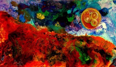 Malerei mit dem Titel "Conception 4th day" von Ted Barr, Original-Kunstwerk, Öl