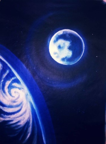 Peinture intitulée "blue earth" par Uni-Ted, Œuvre d'art originale, Huile