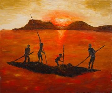 Peinture intitulée "Le Travail au Solai…" par Tef, Œuvre d'art originale