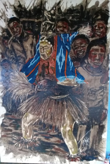 Peinture intitulée "Zaouli" par Tehe, Œuvre d'art originale, Autre