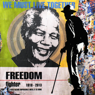 Painting titled "Freedom Fighter" by Tehos, Original Artwork, Other Mounted on Wood Stretcher frame