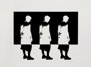 Drawing titled "Three men looking a…" by Tehos, Original Artwork, Ink