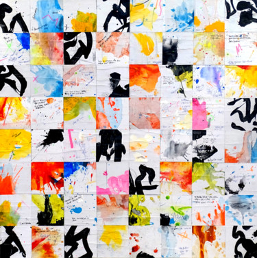 「Tehos - Falling mem…」というタイトルの絵画 Tehosによって, オリジナルのアートワーク, コラージュ ウッドストレッチャーフレームにマウント