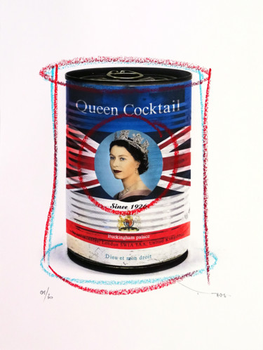 Druckgrafik mit dem Titel "Tehos - Queen Cockt…" von Tehos, Original-Kunstwerk, Digitaldruck