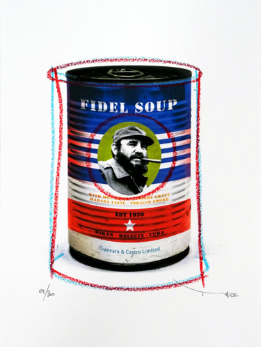 Impressões e gravuras intitulada "Tehos - Fidel Soup" por Tehos, Obras de arte originais, Impressão digital