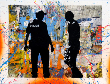 Картина под названием "Tehos - Under arrest" - Tehos, Подлинное произведение искусства, Рисунок распылителем краски