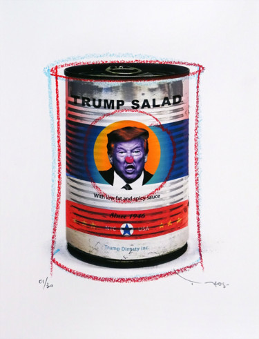 Prenten & gravures getiteld "Tehos - Trump Salad" door Tehos, Origineel Kunstwerk, Digitale afdruk