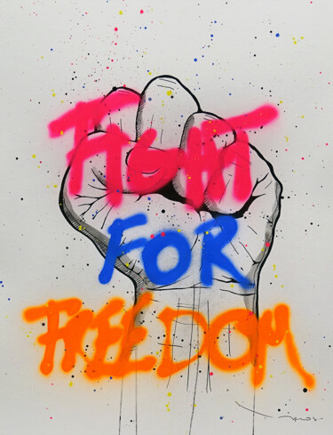 Pittura intitolato "Tehos - Fight for f…" da Tehos, Opera d'arte originale, Spray