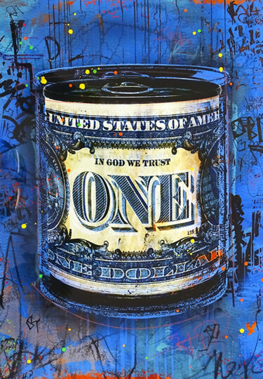Estampas & grabados titulada "Tehos one dollar bl…" por Tehos, Obra de arte original, Impresión digital Montado en Otro pane…