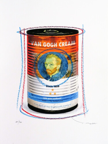 Prenten & gravures getiteld "Tehos Van gogh cream" door Tehos, Origineel Kunstwerk, Digitale afdruk