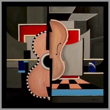 Peinture intitulée "Guitare et Violon 02" par Tehos, Œuvre d'art originale, Huile