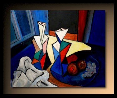 Peinture intitulée "Les Bouteilles" par Tehos, Œuvre d'art originale, Huile