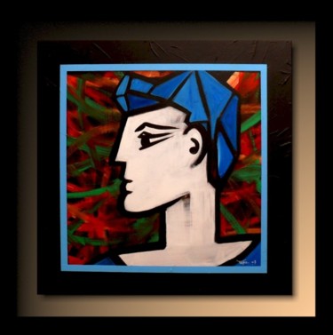 Painting titled "L'Homme aux Cheveux…" by Tehos, Original Artwork, Oil